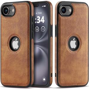 for iPhone 16E Case Vegan Leather Slim Luxury Elegant Vintage Phone Cover 2025 6.1 Inch (Brown)