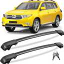 KINGGERI 300lbs Lockable Roof Rack Cross Bars Compatible with Toyota Highlander 2008-2013 with Raised Side Rails, Heavy Duty Aluminum Roof Rails Crossbars Luggage Skiboard Car SUV Accessories