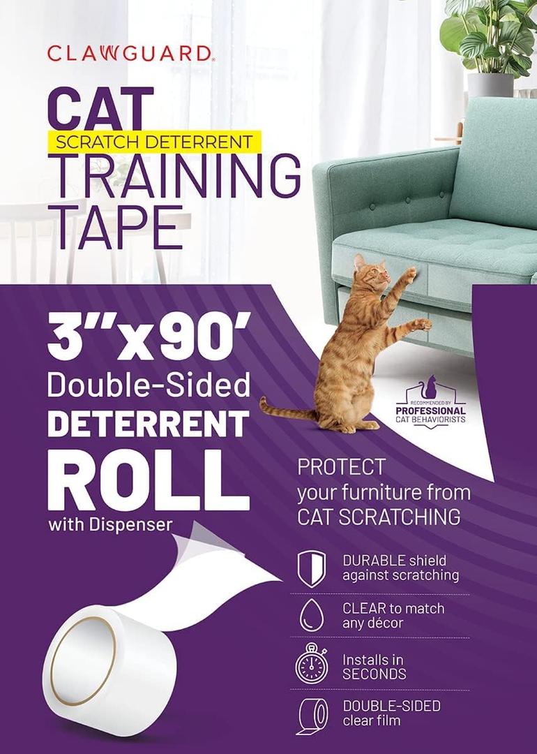 CLAWGUARD Cat Scratch Furniture Protector Tape Dispenser  Anti Scratch Cat Tape for Furniture, Couch Protector from Claws & Deterrent (XL)