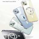 andobil for iPhone 15 Case [360 Ring Stand] [Compatible with Magsafe] Military Drop Protection Non-Yellowing Magnetic iPhone 15 Slim Thin Phone Case for Men Women - Ultra Clear, 6.1 Inches