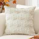 2 x Artscope Fall Pillow Covers 18 x 18 Set of 2 Decorative Autumn Harvest Holiday Pumpkin Throw Pillow Cases Soft Plush Faux Fur Couch Cushion Case for Farmhouse Halloween Sofa Bed Room Home Decor-Beige