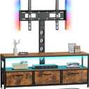 JUSTOGO TV Stand with Mount and Power Outlet, TV Stand with Drawers Storage for Living Room Bedroom, LED Entertainment Center for 45/55/60/65 inch, Height Adjustable Media Console, Rustic