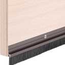 uxcell 2 Pcs Door Draft Stopper Aluminum Door Weather Stripping Door Bottom Seal Strip Under Door Sweep with Brush for Cold Insulation Dust Noise Blocker (39.4" L x 0.8" W, Brown)