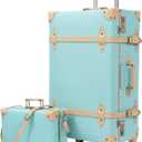 urecity Vintage Suitcase Set for Women, Vintage Luggage Sets for Women 2 Piece, Cute Designer Trunk Luggage, Retro Suit Case, Mint, 26"+12"