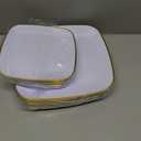 bUCLA 50PCS White and Gold Plastic Plates Disposable - Square Gold Heavy Duty - Include 25 Each (Dinner & Dessert) Plates for Party & Wedding