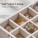 48 Grid Earring Organizer and Storage: Velvet Jewelry Tray with Lid, Jewelry Box for Studs, Earrings, Rings, Necklaces, Dresser & Vanity, Earrings Case for Girls, Women, 13"x8.6"x2.4", Beige