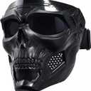 Motorcycle Face Mask Full Face,Dirt Bike Goggles Motocross, ATV, Offroad, Riding Racing Goggles for Men Women (Skull-greyLens)