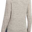 JomeDesign Long Sleeve Shirts for Women Crew Neck Sweatshirts Lightweight Sweaters Side Split Loose Casual Blouses (S)