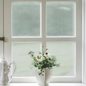VELIMAX Reeded Glass Privacy Film, Frosted Window Vinyl, 3D Decorative Window Decals Non Adhesive for Bathroom, Living Room 17.7x78.7 inches