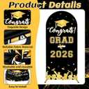 3 Set Graduation Party Decorations 2026 Graduation Arched Backdrop Cover Grads Parties Arch Covers Graduates of 2026 Party Supplies Arch Covers Spandex Stretchy Arched Cover, Black and Gold