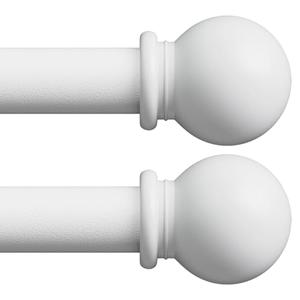 White Curtain Rods for Windows 28-48 inch, 2 Pack 5/8" Curtain Rod Set with Brackets, Splicing Adjustable Curtain Rod for Bedroom, Kitchen, Living Room, Matte White