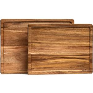SMIRLY Wood Cutting Board, Bamboo Cutting Board Set, Chopping Board and Wooden Cutting Boards for Kitchen, Small Wood Cutting Board and butcher block (Acacia Wood, 2 Pack)