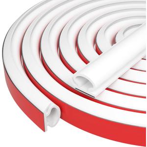 Silicone Weather Stripping Door Seal Self Adhesive Weather Strip Strip D Shaped Weatherstripping Door Insulation for Door/Window (White, 2/5"W x 5/16"T x 17FTL)