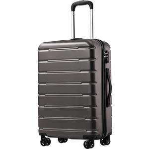 Coolife Luggage Suitcase Carry-On Spinner TSA Lock USB Port Expandable (Only 28) Lightweight Hardside Luggage (Gray, L (28 In))