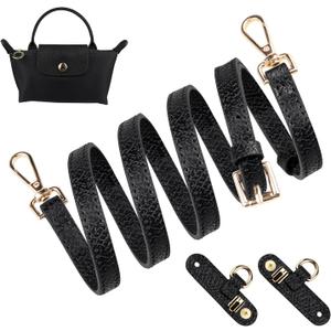 SOPROM Crossbody Strap for Longchamp Pouch with Handle Mini Bag Adjustable Conversion Replacement Kit for Long Champ (Black)