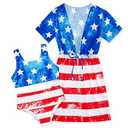 Enlifety Girls 4th of July Swimsuit Size 8 9 American Flag Bathing Suit Red White Blue Star and Stripes Swimwear Independence Day Patriotic Bikini Set, 9T