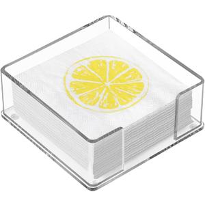 MaxGear Acrylic Cocktail Napkin Holder for Table, Clear Guest Towel Holder, Beverage Buffet Paper Napkin Caddy for Bar, Party, Dinner, Kitchen & Dining Room, Bathroom, 5.5 x 5.5 inches (5.5 x 5.5 Inches Cocktail Napkin Holder)