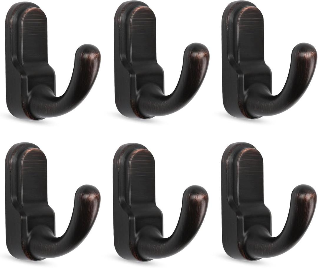 Metaliby 6 Pack Bathroom Hooks for Towels, Oil Rubbed Bronze Towel Hooks Wall Mounted, Bath Towel Robe Hook for Bathrooms, Bathroom Wall Hooks for Hanging Towels
