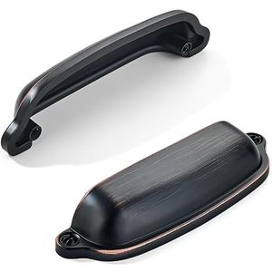 khtumeware 10 Pack Oil Rubbed Bronze Cup Pulls 2-1/2 Inch Center to Center - Cabinet & Drawer Handles for Kitchen Hardware