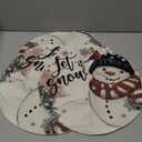 Artoid Mode Xmas Trees Let It Snow Snowman Christmas Round Placemats Set of 4, 14 Inch Winter Round Table Mats for Dining Decoration (Black)