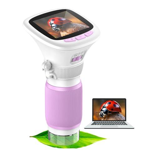 Microscope for Kids, EDCREATY 200X-1000X Portable Pocket Handheld Microscope, 2.4 High-Definition Screen, 200W Pixels for Birthday Christmas Holiday Toys Gifts for 5 6 7 8 9 10 11 12 Kids
