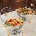 Chafing Dishes for Buffet，2PACK 4.5QT Round Chafing Dishes for Buffet, Gold and Silver Stainless Steel Chafing Dish Buffet Set with Glass Lid and Lid Holder for Home Parties,Wedding,Church Events