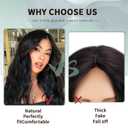 WERD Long Black Wavy Wigs for Women Black Curly Wig with Middle Part Synthetic 26 Inch Natural Looking Black Wig for Daily Party Use