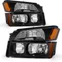 Headlight Assembly Compatible with 2002 2003 2004 2005 2006 Chevy Avalanche 1500 2500 Headlamp Black Housing Amber Reflector Clear Lens Replacement Pair (Fits Body Cladding Models)