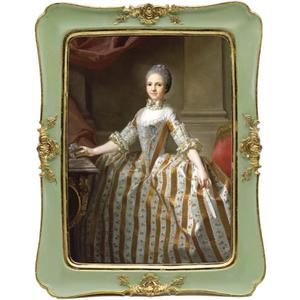 SYLVIA'S SHOP Vintage 5x7 Picture Frame, Antique Ornate Photo Frame, Table Top Display and Wall Hanging Home Decor, Old Fashioned Gorgeous Photo Gallery Art Deco, Green with Gold