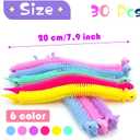 30 PCS Stretchy Fidget Toy,Sensory Fidget Worm Stretch Toys,Muticolor Stretchy Strings Toy for Stress Relief, Valentine's Day Easter Day Gift,Kids or Adults,Boys,Girls,Calming Party Favors
