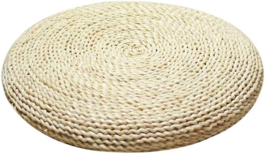 Handcrafted Eco-Friendly Breathable Padded Knitted Straw Flat Seat Cushion/Straw futon Cushion (Round Silk Wadding Filling 45cm(17.72in), Pack of 6