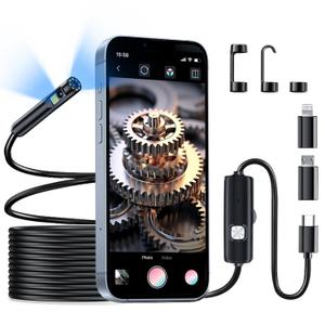 Borescope, Endoscope Camera with Light- 1920P HD Inspection Camera with Light, Dual Lens with 8+1 Adjustable LED Lights, IP67 Waterproof for Android, iPhone, iPad
