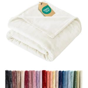 Ultra Soft Fleece Blanket Twin Size - Flannel Fleece Luxury Twin Blanket - Lightweight for Couch Bed Chair - Thick, Warm and Breathable - All Season Cozy Fuzzy, Anti-Static Microplush Bedding, Ivory