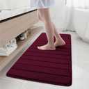 Buganda Memory Foam Bath Mat, 55" x 24", Ultra Soft Bathroom Rugs, Water Absorbent and Machine Washable Bath Rug Runner for Bathroom, Shower, and Tub, Burgundy