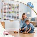 Toy Car Storage Display Case, 72 Slots Model Car Display Shelf for 1/64 Scale Toy Cars, Wall Mount Organizer Rack for Diecast Models (White)