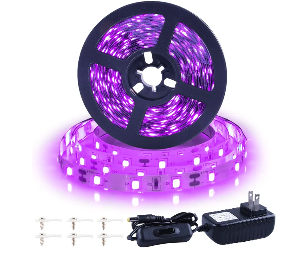 Ontesik 20ft LED Black Light Strip kit, 360 LEDs, 12V Flexible UV Black Light Installation, Family Bedroom, Party Wedding, Halloween, Dark Party, Non-Waterproof