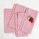 Solino Home Linen Napkins Set of 4-100% Pure Linen Narrow Stripe Red and White Cloth Dinner Napkins 20 x 20 Inch - Handcrafted and Machine Washable - Christmas, Holiday, Winter