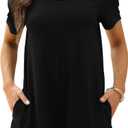 Womens Summer Casual Short Sleeve Romper Crewneck Shorts Overalls Jumpsuit with Pockets Outfits 2025 (Large, Black-1)
