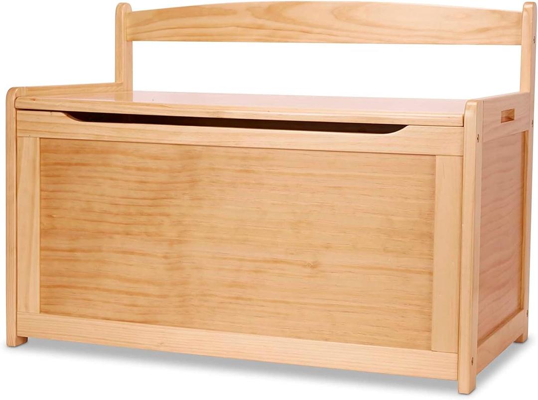 Melissa & Doug Wooden Toy Chest - Light Wood Furniture for Playroom, Blonde Kids Toy Box, Wooden Box Storage Organizer, Children's Furniture Chest, Honey