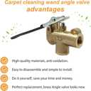 1/4" Carpet Cleaning Wand Angle Valve, Brass Angled Flow Control Valve for Carpet Extractor Upholstery Wand, Angle Valve Handle for Carpet Cleaner