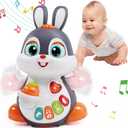 Baby Musical Bunny Toy Dancing Crawling Tummy Time Toys, Light Up Infant Toys 0-3-6 6-12 12-18 Months Birthday Gifts for 1 Year Old Boy Girl Learning Baby Basket Stuffers