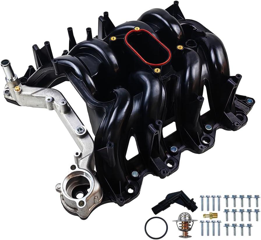 Upper Intake Manifold w/Gaskets Thermostat Kit | Fit for Ford Excursion Expedition E-150 Econoline Club Wagon E-250 E-350 E-450 F-250 F-350 Super Duty F-150 Heritage, V8 5.4L | OE# 2L1Z9424AA 615-188