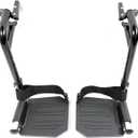 Economy Footrest for Standard Wheelchairs and Transport Chair, Composite Footplates And Heel Loops, Universal Swing-Away Footrests, wheelchair replace parts. Same function as T93HEP, PH-SF.(1 Pr, Black)