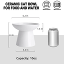 KITCHENLESTAR 6.2 Inch Extra Wide Elevated Ceramic Cat Bowls, Food and Water Bowl Set for Elder Big Cats Small Dogs, Raised Design for Pet Easy Eating, Protect Cat's Spine Set of 1 (White)