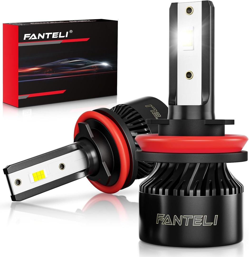 FANTELI H11 LED Bulb, 36000LM 800% Brighter 1:1 Size H8 H9 LED Fog Light Bulbs, Plug and Play H11 Bulb 6000K Cool White, IP68 Waterproof, Pack of 2, Interior Fog Lamp Driving Lights