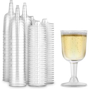 Stock Your Home 5 oz Clear Plastic Wine Glass (80 Pack) - BPA Free & Recyclable - Shatterproof Wine Goblet - Disposable & Reusable Cups for Champagne, Dessert, Food Samples, Catering, Weddings