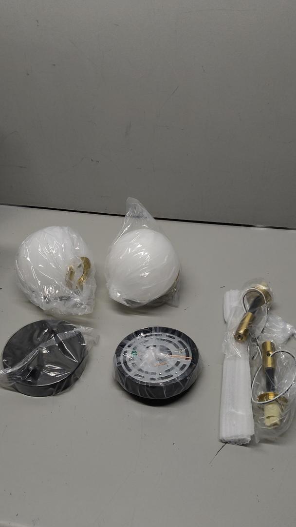 BYOLIIMA Industrial Mid Century Wall Sconce Set of 2 with White Globe Glass Shades Modern Bathroom Vanity Wall Lamp Black and Gold Finished Wall Light Fixture