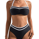 SUUKSESS Women High Waited Bandeau Bikini Sets Halter High Cut 2 Piece Swimsuit Small