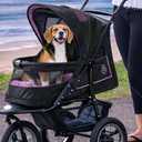 Pet Gear No-Zip NV Pet Stroller for Cats/Dogs, Zipperless Entry, Easy One-Hand Fold, Gel-Filled Tires, Plush Pad + Weather Cover Included, Orchid