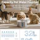 Invengo Cat Water Fountain Stainless Steel 3.2L/108oz, Automatic Pet Fountain for Cats & Dogs, Ultra Quiet <25 dB Pump, LED Water Level Window, Easy to Clean